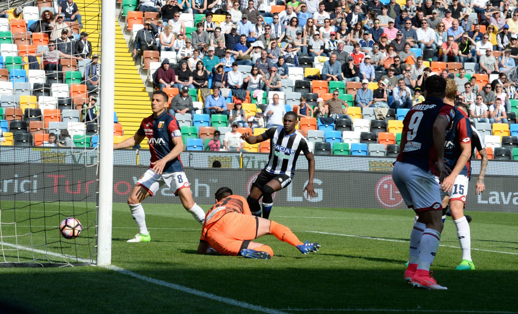 De Paul segna il 3-0 con una papera di Rubinho Udinese-Genoa (Foto Getty Images)
