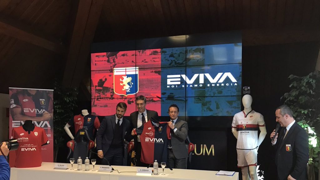 La presentazione dello sponsor Eviva (Foto Genoa cfc)