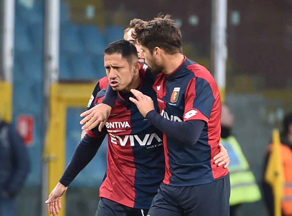 Gianluca Lapadula dopo il gol del pareggio contro la Roma (foto Paolo Rattini/Getty Images)
