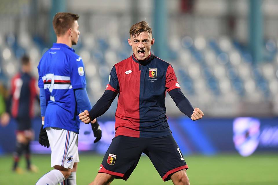 Micovschi esulta dopo il gol Sampdoria-Genoa 1-2 coppa italia primavera (Foto Genoa cfc Tanopress)