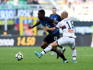 Migliore in contrasto su Karamoh 24 settembre 2017 (Foto Claudio Villa - Inter/Inter via Getty Images)